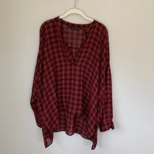 NEW W/O Tags: Red Zara Flannel Top